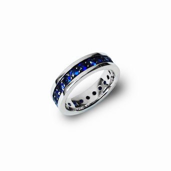 Серебряное обручальное кольцо с сапфирами КО1258