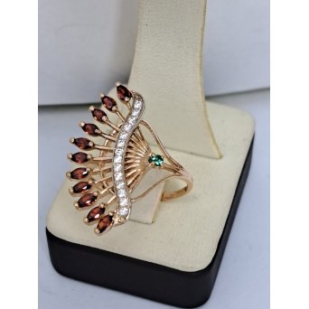 Кольцо золотое "Веер" с фианитами : photo