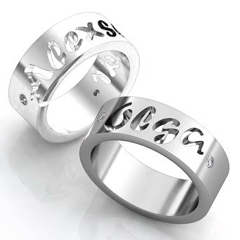 Серебряные обручальные кольца парные 128 : photo