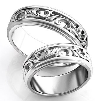 Серебряные обручальные кольца парные 357 : photo