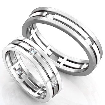 Серебряные обручальные кольца парные 417