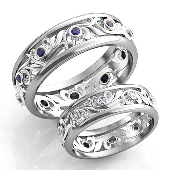 Серебряные обручальные кольца парные 446 : photo